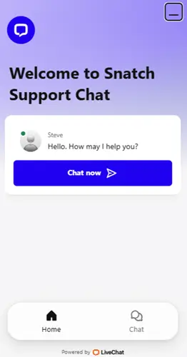 snatch casino live chat screen